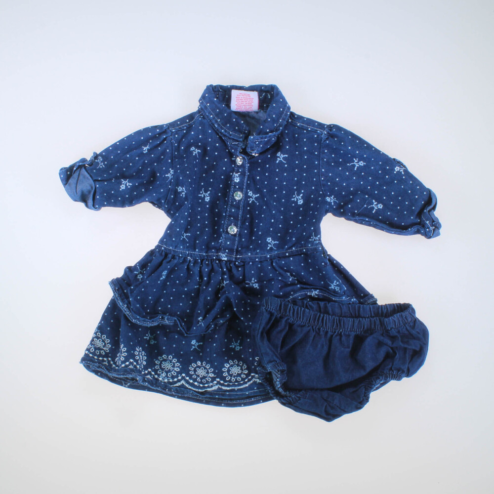 Real Love Girls Dark Blue Chambray Polka Dot Dress size: 18 Months